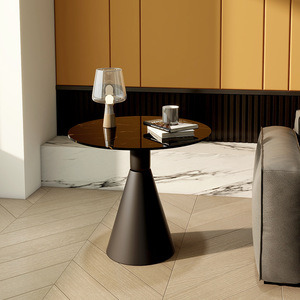 Marble Top <b>Round</b> Coffee <b>Table</b> Cream Color Modern Minimalist Design Living Room <b>Side</b> <b>Table</b> - Product Image 3