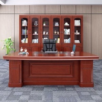 Meubles de bureau modernes en bois plaqué pour bureau de direction en forme de L avec armoire latérale et chaise de bureau