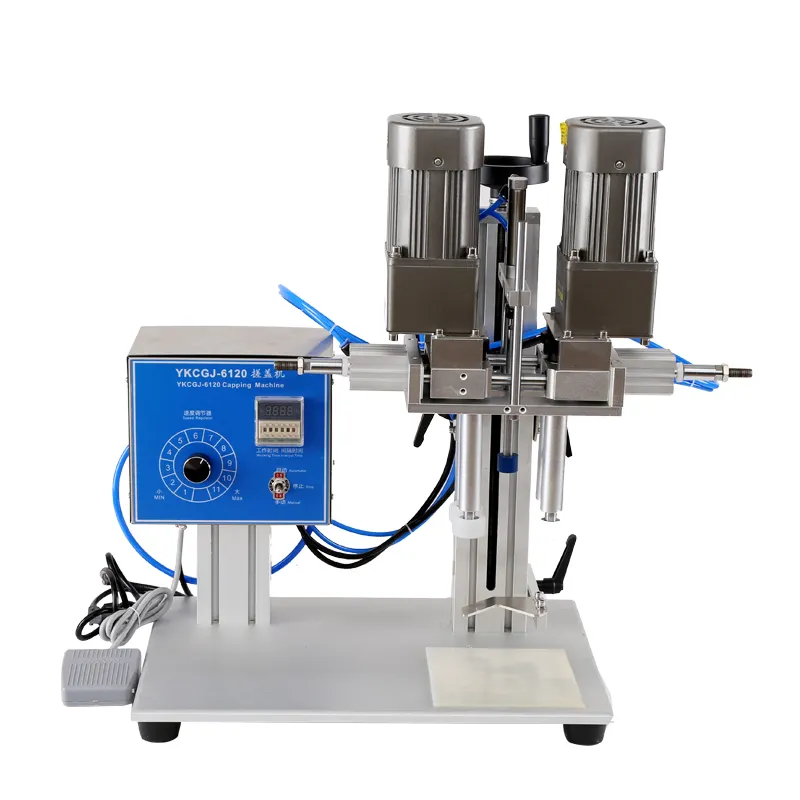 Tappatrice pneumatica della vite di prezzi di fabbrica di YK, tappatrice di piccola impresa, tappatrice della bottiglia dell'animale domestico