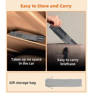 DICMKY Metallic Gray Aluminum Polished Finish Lightweight Height Adjustable Car <b>Desk</b> <b>Laptop</b> <b>Stand</b> Steering Wheel Tray Holder - Product Image 4