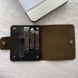 Boshiho Customized <b>Leather</b> Nail Clipper <b>Pouch</b> Slim <b>Pouch</b> Nail Clipper Pocket Short Nail Clipper Holder for Women - Product Image 1