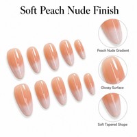 YD42 Kaixin – Faux ongles à presser longs, amande, rose nude, brillants, en ABS, couvrance totale, réutilisables, personnalisables – Vente en gros