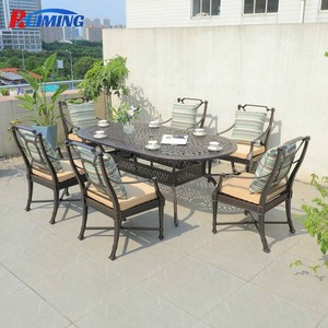 Ensemble de salle à manger d'extérieur moderne 8 places en fonte d'aluminium <span class=keywords><strong>Table</strong></span> et <span class=keywords><strong>chaises</strong></span> ovales légères pour meubles de jardin parc hôtel restaurant - Product Image 5