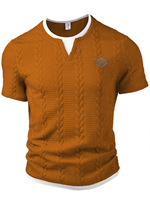Nouvelle Collection Été – T-shirt Décontracté Homme à Manches Courtes Effet Deux Pièces Texturé avec Motif Coupe Slim