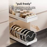 Panier coulissant réglable en acier au carbone blanc pour armoire, support de rangement coulissant pour usage domestique, organisateur de tiroir sous évier pour bols