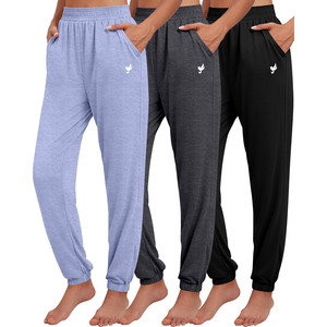Pantaloni da donna Ficerd, confezione da 3, a gamba larga, elasticizzati, a vita media, traspiranti, in felpa, per l'inverno - Product Image 1