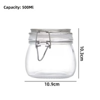 Pot en verre carré classique de 500 ml certifié CE FCC ROHS, hermétique, résistant à la chaleur, de qualité alimentaire, réutilisable, transparent