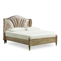 Mobilier français de chambre à coucher en bois massif de haute qualité Lit double Table de chevet King Villa hôtel peut être personnalisé