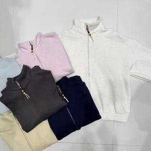 ZEYA, sudadera con cremallera y cuello levantado para mujer, tela moteada, cuentas coloridas con cremallera, chaqueta informal Multicolor, moda para mujer - Product Image 1