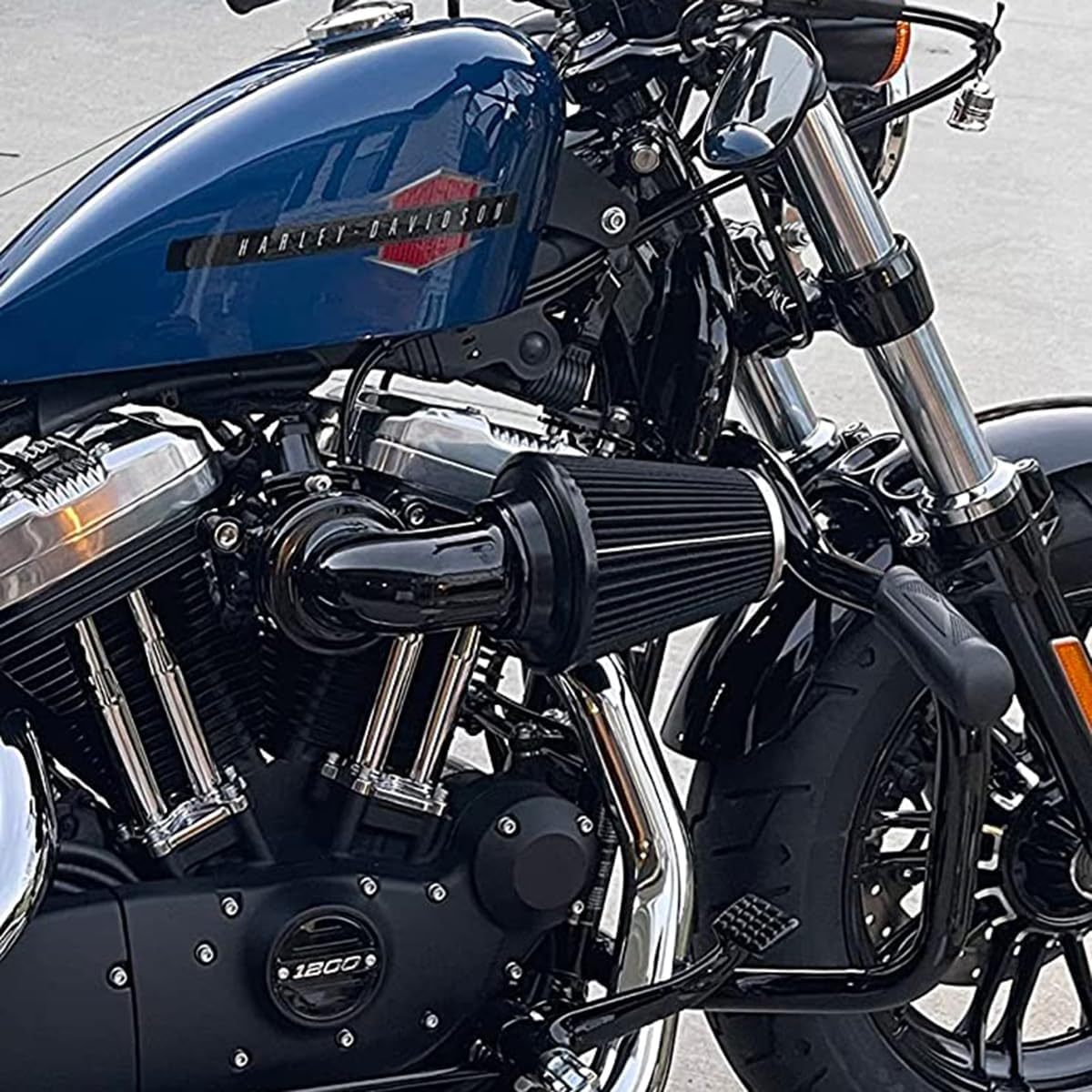 HCmotorku Motorrad Luftfilter Für Harley Sportster 883/1200 (2004-2024) – Schwarz Mit Blauem Filter