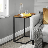 Table d'appoint industrielle en bois avec rangement pour chambre et salon