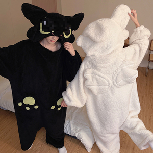 <span class=keywords><strong>Pijamas</strong></span> a juego <span class=keywords><strong>para</strong></span> <span class=keywords><strong>parejas</strong></span> <span class=keywords><strong>para</strong></span> otoño e invierno, camisón divertido y lindo de dibujos animados de forro polar coral grueso, adecuado <span class=keywords><strong>para</strong></span> usar en el exterior - Product Image 2