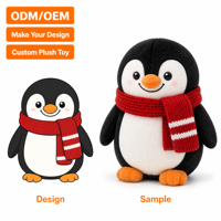Peluche pingouin personnalisée, jouet en peluche avec bavoir amovible, poupée douce apaisante pour bébé, vente en gros OEM ODM, faible MOQ, cadeau d'usine