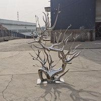 Décoration de jardin extérieure personnalisée, sculpture d'arbre en acier inoxydable, arbre artificiel en métal