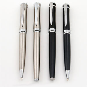 Stylo bille en métal argenté torsadé en acier inoxydable - Product Image 1