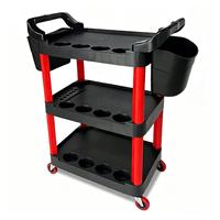 Chariot à outils mobile à 3 niveaux JYM-F4, chariot utilitaire robuste à roulettes, chariot de rangement pour le detailing automobile, roues verrouillables, garage, atelier