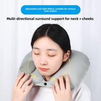 Oreiller de voyage gonflable personnalisable en forme de U – Portable pour voiture/avion, en tissu de soie de lait écologique, soutien cervical
