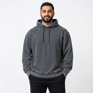 Nouveauté 2026 – Sweat-shirts délavés à l'acide en gros, en coton mélangé respirant, basiques, avec tissage au crochet ajustable pour l'hiver - Product Image 1