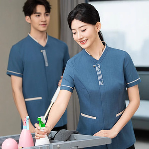 Mùa hè mỏng bất động sản Mall phòng khách sạn vệ sinh nhân viên của ngắn tay áo làm sạch bảo hộ lao động với biểu tượng tùy chỉnh - Product Image 2