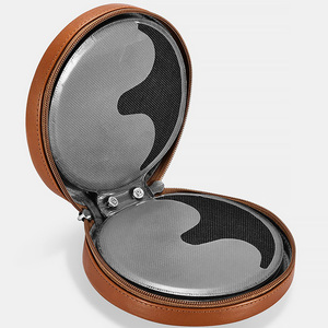 <strong>Luxury</strong> Leather <strong>CD</strong>/DVD Player Bags Soft Lining and Waterproof with Safe Zipper Stackable Round Storage <strong>Cases</strong> - Product Image 4