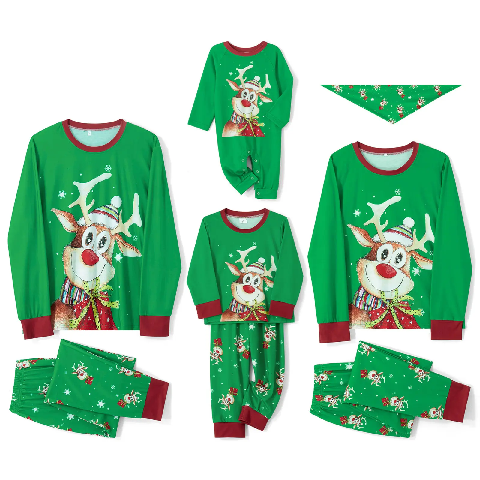 Factory Designer Custom Ladies Women Man Matching Christmas Tree Green Print Sleepwear Pajamas Pijama Pyjamas Pjs Set For Family