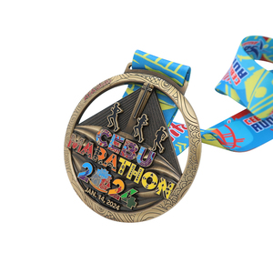 Medallas de Maratón Deportivas Modernas Personalizadas al por Mayor, Chapado en Bronce Antiguo, Imitación de Esmalte Duro, Color Irregular - Product Image 1