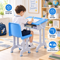 Ensemble bureau et chaise pour étudiant à hauteur fixe, mobilier scolaire, table d'étude avec étagère de rangement pour salle de classe et étude à domicile