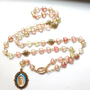 Collier Chapelet Catholique des 7 Douleurs, Ensemble <span class=keywords><strong>de</strong></span> Chapelets Religieux Perlés, Perles <span class=keywords><strong>de</strong></span> Verre <span class=keywords><strong>Rose</strong></span> Vintage, Pendentif Médaille Vierge <span class=keywords><strong>Marie</strong></span> - Product Image 5