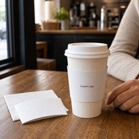 Funda de cartón blanca lisa para vasos, ideal para exhibir logotipos, para bebidas calientes y frías, suministro para mostradores de cafeterías