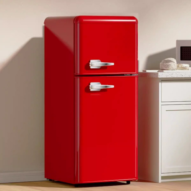 Retro Internet Celebrity Double Door Refrigeration and Freezing Office Home Mini Small Energy-saving Refrigerator