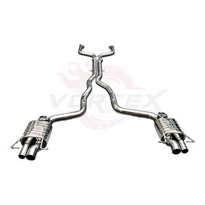 Système d'échappement Catback à soupapes en acier inoxydable Vortex pour Mercedes AMG W205 C63 4.0T avec silencieux à double sortie et embouts chromés quadruples - Product Image 1