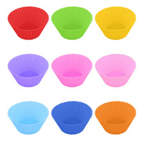 Moule en silicone rond multicolore sans BPA pour la maison et la cuisine, 12 pièces/ensemble, pour muffins, puddings et cupcakes