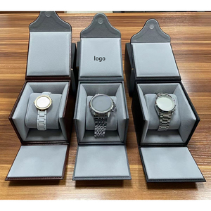 Boîtes et étuis à montres en cuir uniques et personnalisés à fente unique pour montres à quartz, boîte d'emballage de petite taille avec logo pour homme et femme - Product Image 1