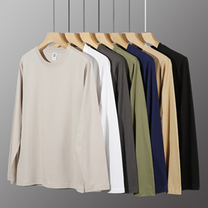 เสื้อยืดคอกลมแขนยาวทรงโอเวอร์ไซส์ ยูนิเซ็กซ์ ผ้าถักนิต 100% คอตตอน 210GSM  โลโก้สั่งทำ  แฟชั่นสตรีทแวร์ฤดูใบไม้ร่วง กันน้ำ เป็นมิตรกับสิ่งแวดล้อม - Product Image 3