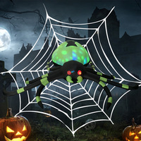 Décoration d'araignée gonflable rotative lumineuse pour Halloween, avec ambiance d'horreur, pour extérieur, lieu ou scène