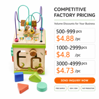 Cubo de Actividades de Madera Resistente 5 en 1, Juguete para Niños de 3+ Años, Regalo Educativo Montessori, 15x15x31cm, Logotipo Personalizado OEM, ANNA & Beck
