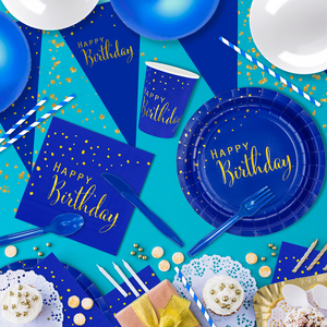 Lá dập sinh nhật chủ đề dùng một lần Bộ đồ ăn trang trí bên giấy trang trí bên Bộ đồ ăn Nguồn cung cấp bên - Product Image 3