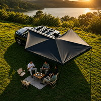 270 °   Auvent latéral de voiture avec boîtier en aluminium, LED intégrées, étanche, pour SUV, camping, voyage en extérieur et tout-terrain