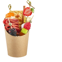 Gobelets personnalisés jetables en papier couché pour frites, sucreries et snacks, avec lamination brillante, conception auto-érectrice et poignée pour plats à emporter