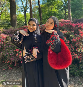 Loriamic الملابس التطريز عباية الأزهار الفاخرة تنفس متواضعة قفطان عباية مفتوحة النساء مسلم اللباس والحجاب مجموعة - Product Image 1