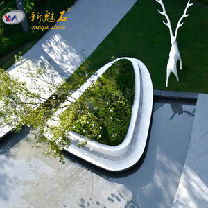 Nuevos Materiales de Construcción de Piedra GRC, Banco para Árboles de Forma Irregular Blanca, Banco de Exterior Impermeable y Duradero para Patio - Product Image 4