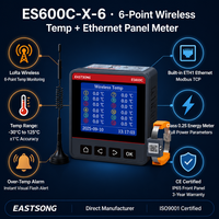 Compteur de panneau ES600C-X-6 EASTSONG avec surveillance de température sans fil LoRa intégrée, 6 canaux Ethernet RS485, classe 0.2S, triphasé, CE