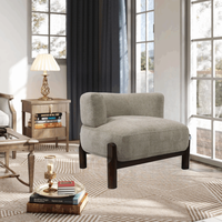 Fauteuil d'appoint moderne en tissu avec pieds en bois d'hévéa, confortable pour salon, chambre ou hôtel