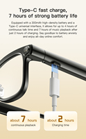 Lunettes Intelligentes IA M08T avec Caméra 1080P, Haut-parleurs Open Ear, Assistant ChatGPT, Audio, Légères, Recharge Type C pour Hommes et Femmes