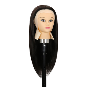 Têtes de mannequin 100 % cheveux humains pour la formation des coiffeurs, modèles de perruques lisses pour la pratique des coiffures, pour la coupe et le tressage des cheveux - Product Image 2