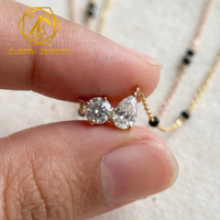 Collier Toi et Moi en Diamants de Laboratoire, Taille Ronde et Poire, DEF VVS VS, Certifié IGI, Or Massif 10K 14K, Collier de Diamants Vérifiés