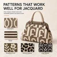 Sac fourre-tout en tricot avec broderie de logo personnalisé et poignée, pochette de luxe en crochet ondulé pour le marché de détail haut de gamme, faible MOQ