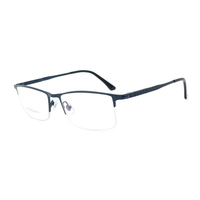 Monturas Ópticas de Titanio para Hombre de Diseño, Media Montura con Forma de Diamante, Venta al por Mayor, Gafas Metálicas para Negocios