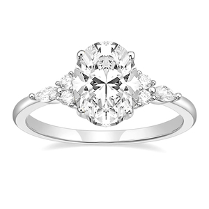 Anillo de compromiso SGARIT personalizado de oro blanco de 14K con certificado IGI, diamante cultivado en laboratorio de 2 quilates, estilo clásico con 6 piedras laterales VVS D para mujer - Product Image 1