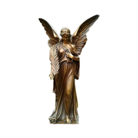Cadeau religieux église catholique Statue en Bronze Statue de jardin extérieur grande coulée cuivre debout ange Sculpture en Bronze